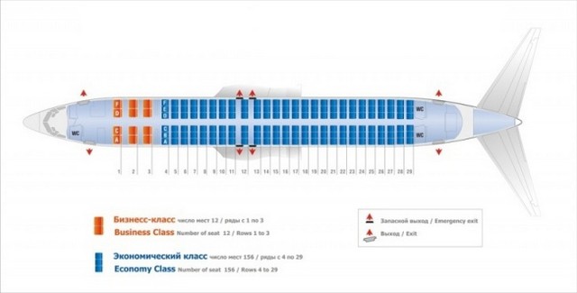 Схема кресел боинг 737 800 аэрофлот